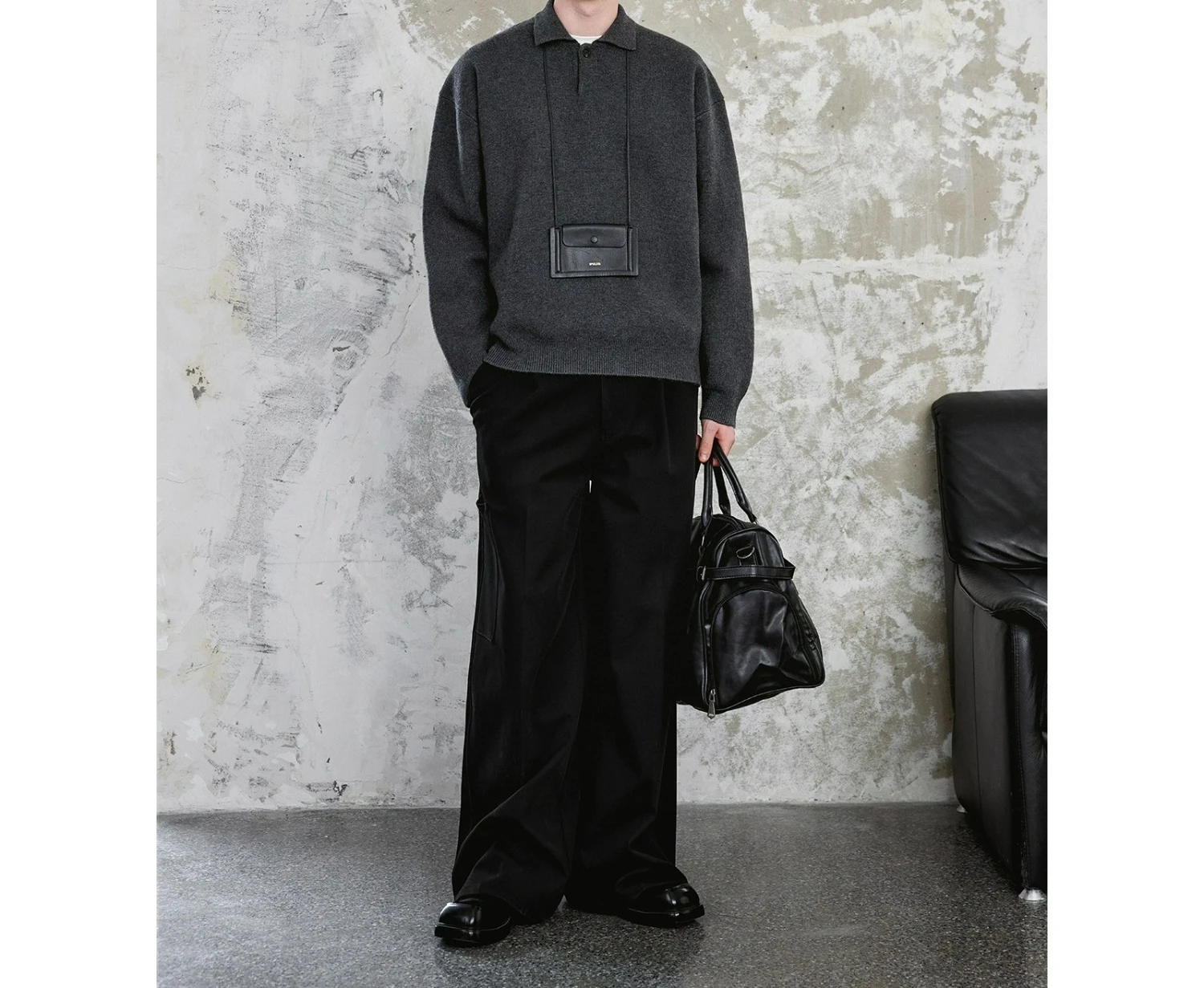 

Solid Color Knitted Sweater Men's 2026 Autumn and Winter Warm Inner Lapel Sweater Jacket