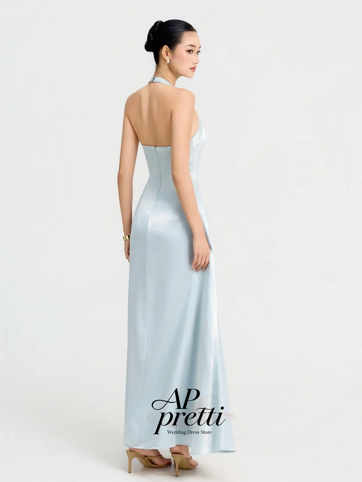 AP pretti Sweet Soft Satin Bridesmaid Dresses Square Neck Customized Sleeveless A-line Ankle-Length Wedding Guest Dresses