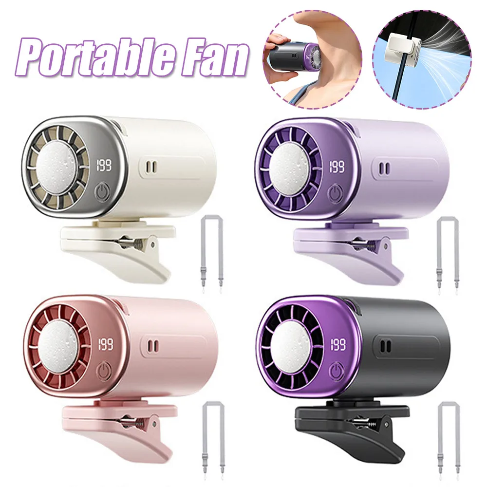 

Mini Hands-Free Neck Cooling Fan USB Rechargeable 199 Speeds Adjustable Desk Fan with LED Display for Outdoor Travel