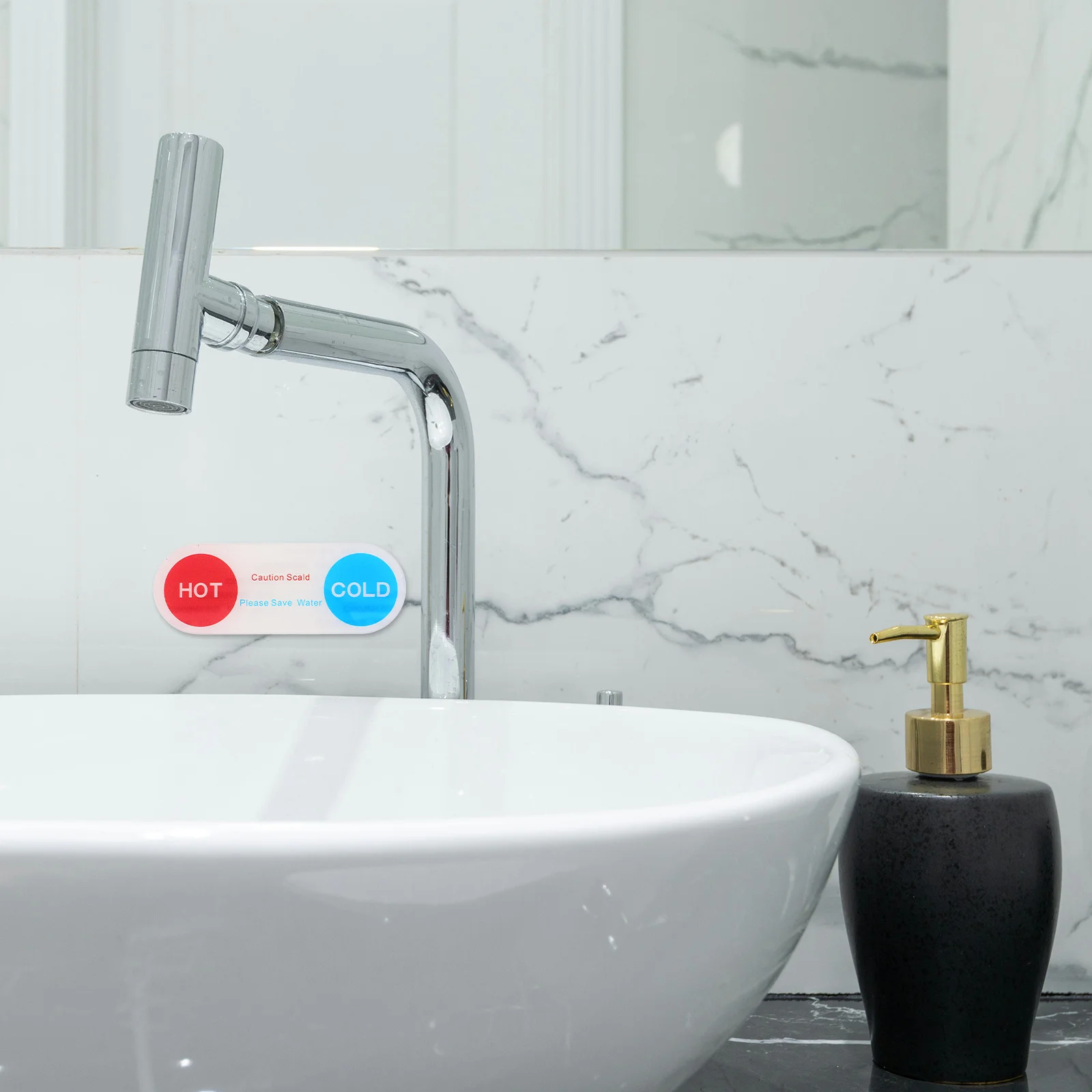 10Pcs Acrylic Hot Cold Water Indicators for Hotels Easy to Clean Elegant Design Reduce Guest Confusion Faucet Labels