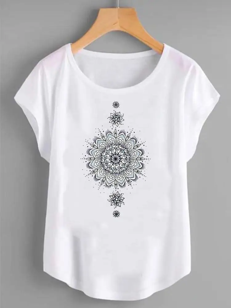 

Women Print Summer Flower 90s Lovely Trend T-shirts Clothing Fashion Shirt Female Graphic T Top Short Sleeve Cartoon Tee T-Shirt