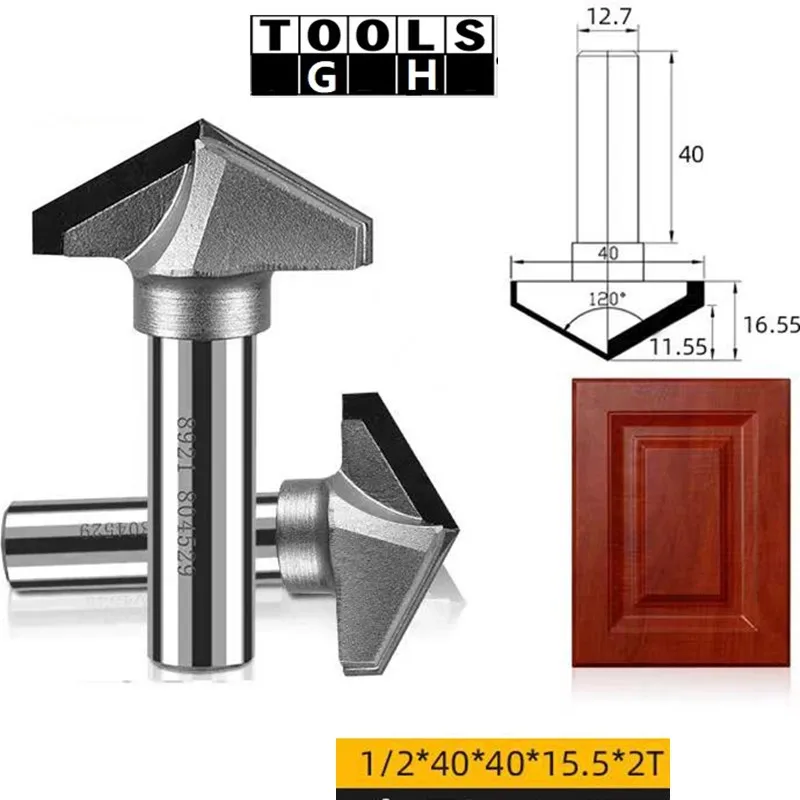 Woodworking tools Diamond V type MDF Router Bits 1/2 Shank PCD CNC wood milling cutter V Groove 3d carver Chamfer lathe tool 1PC