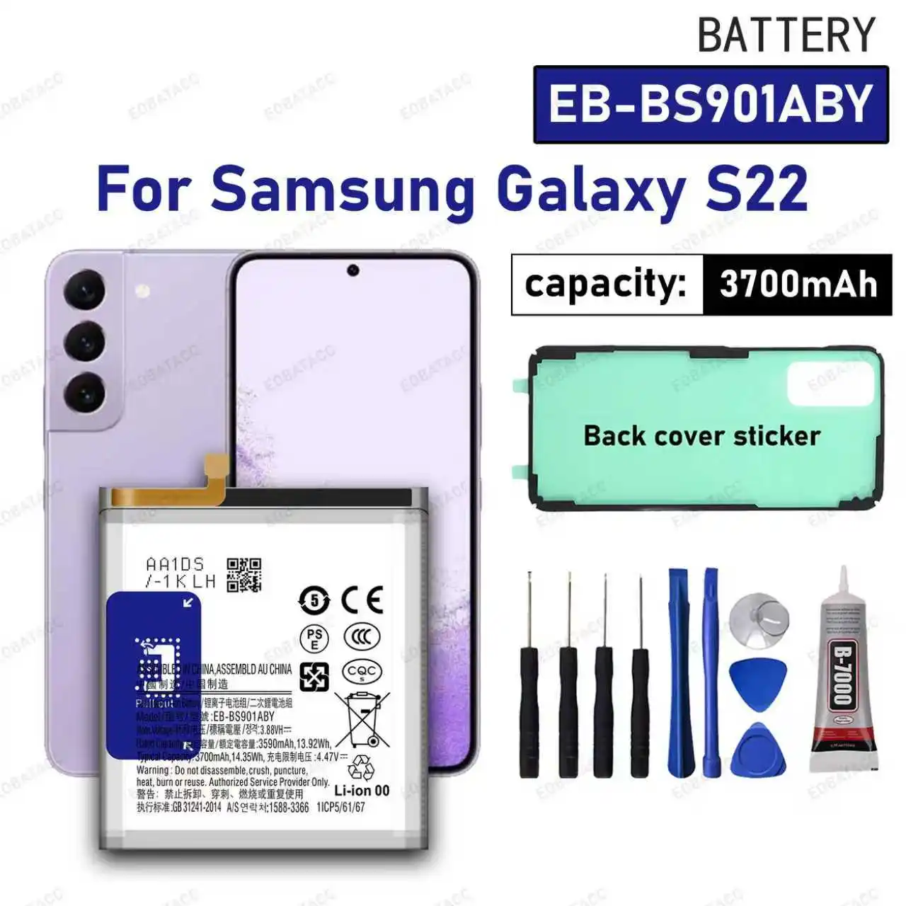 100% New High Quality EB-BS901ABY Battery For Samsung Galaxy S22  Batteries+Free Tools