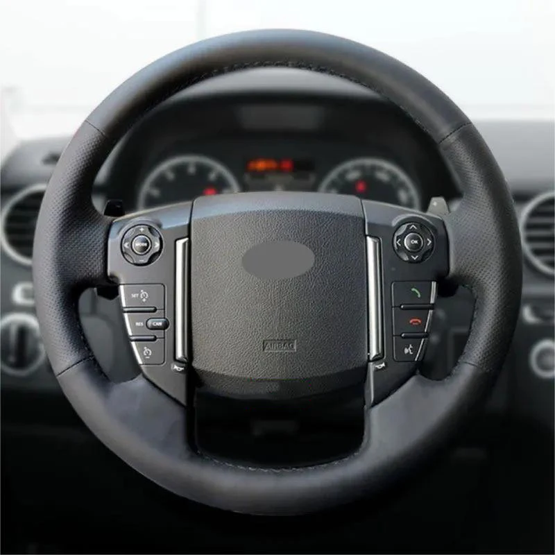 Braids on Steering Wheel For Land Rover Discoverer 3 4 Freelander 2 Range Rover Sport Car Steering Wheel Black Leather Cover