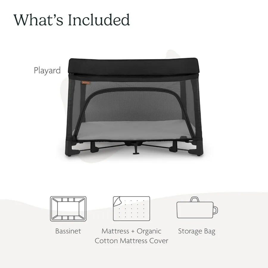 Remi Playard Deluxe 3in1 Portable Playard Bedside Bassinet + Travel Crib Mesh Bassinet Mattress Organic Cotton Mattress Cover +