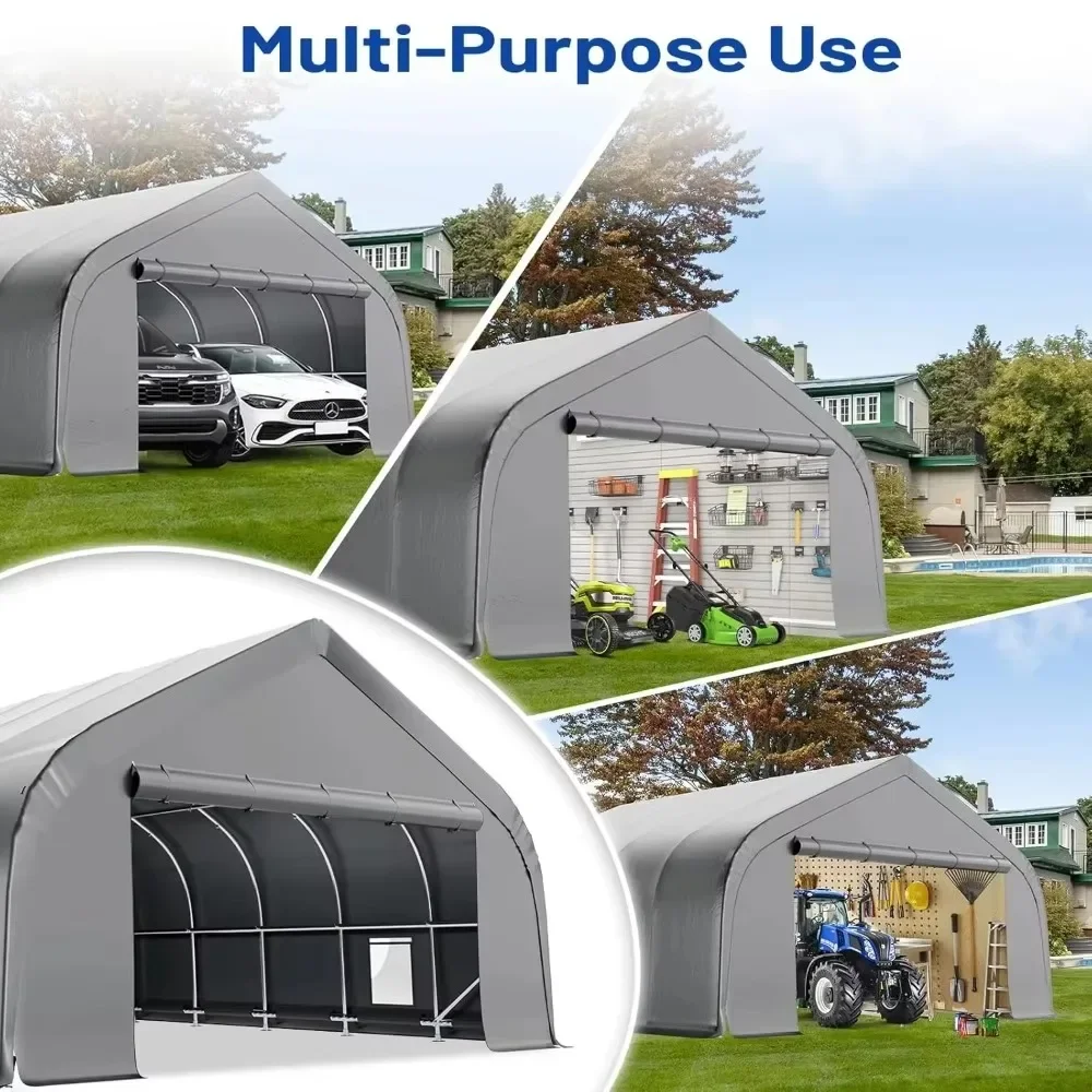 20x30 FT Reinforced Heavy Duty Carport, Galvanized Steel Frame with Through-Bolt Reinforcement Garage Shelter and, Custom