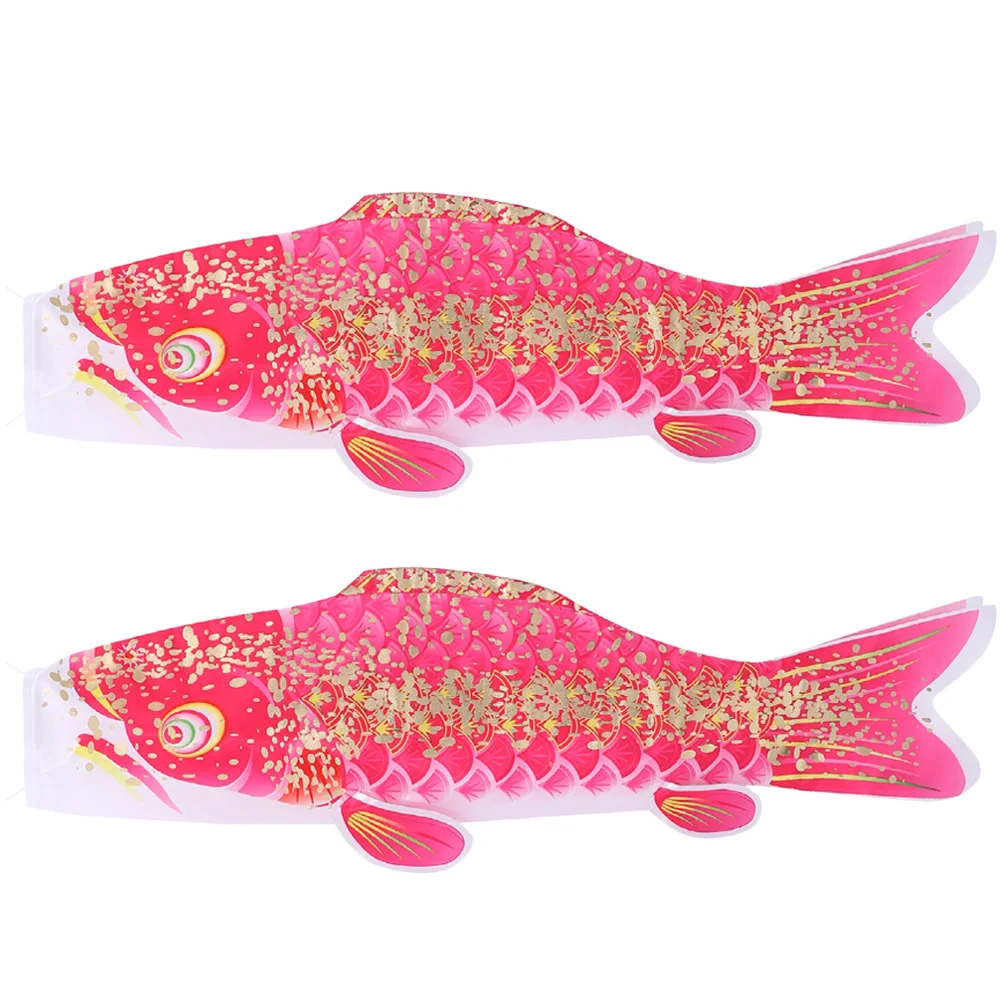 

2 Pcs Kite Carp Flag Decoration Decorations Outdoor Satin Fish Garden Flags for outside