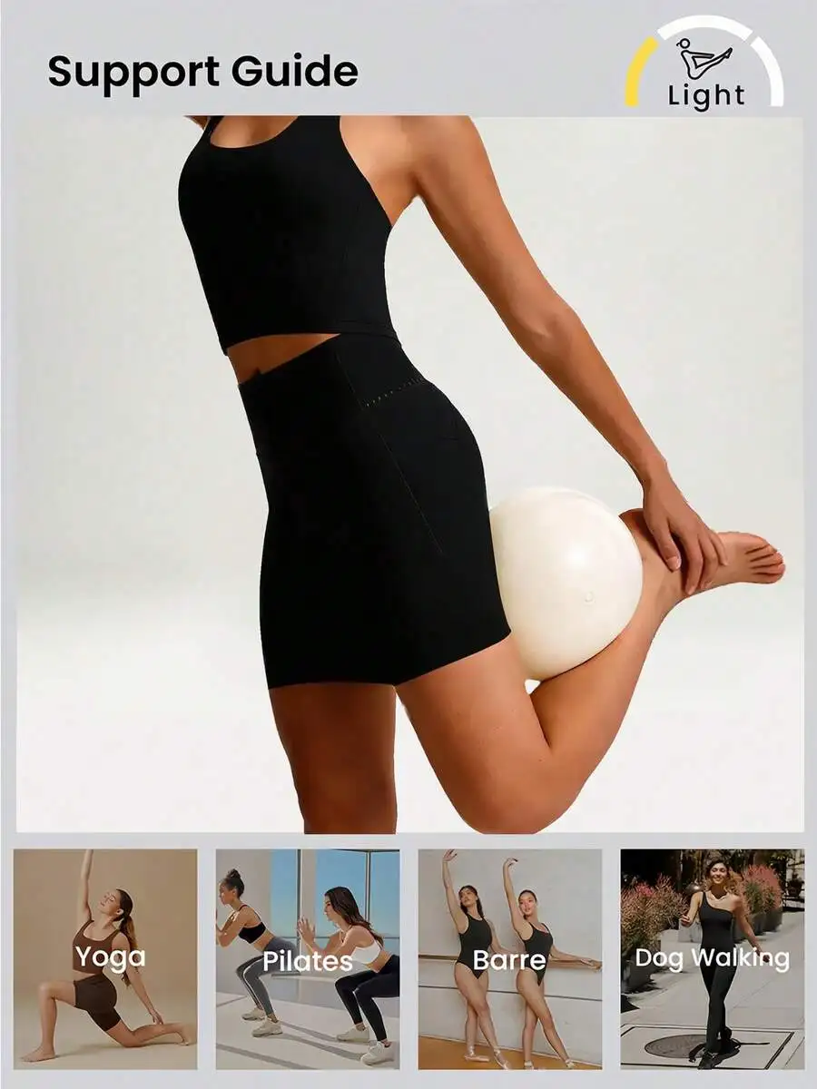

Women High Waist Yoga Shorts With Pockets Tummy Control Compression Bike Shorts Lightweight Stretchy Fitness Shorts