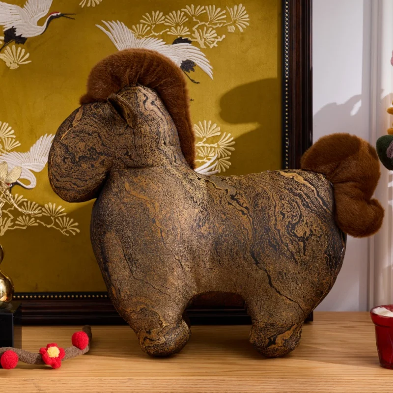 

Retro Chinese Horse Shape Pillows Gold Brown Cushion New Year Cushions Decorative Pillow For Sofa Chair Bedding Home Decoration