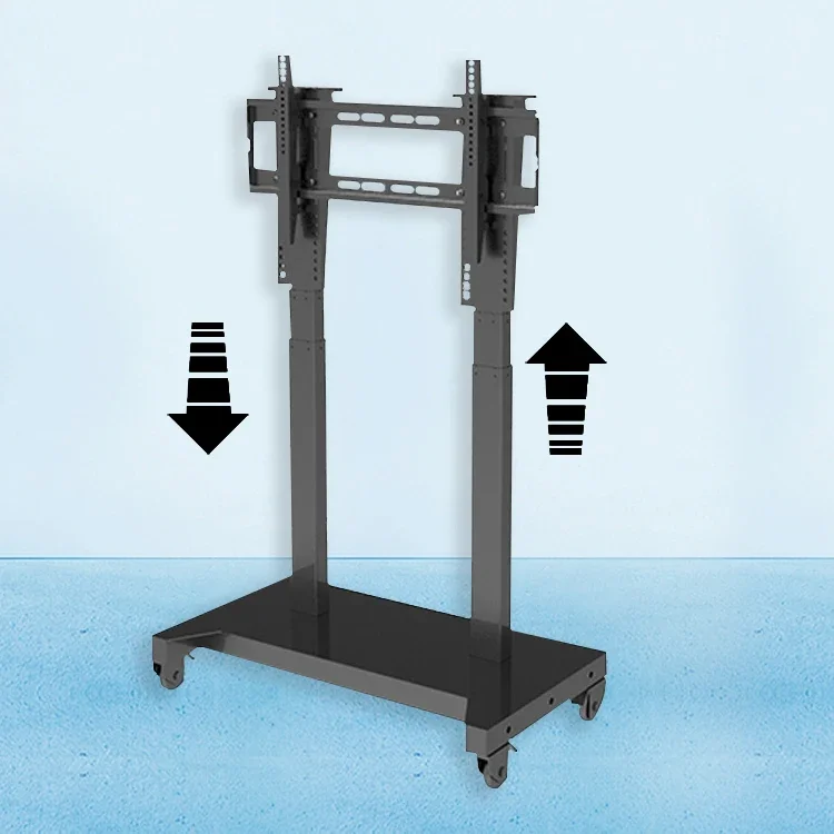 Modern wheeled movable remote control TV station Electric TV installation Metal height adjustable TV trolley for meeting room