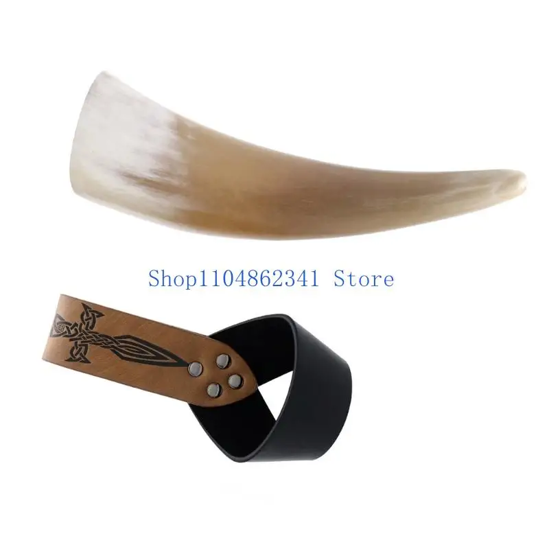 5asd Ancient Period Horn Shield PU Leather Fashioned Role Play Gear Genuine Medieval Design Costume Accessory