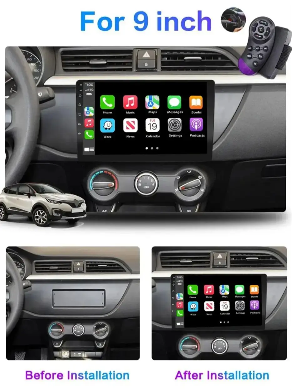 1-DIN 9 inch autoradio met CarPlay, Android Auto, multimedia, stereo-ontvanger, MP5-speler, Linux systeem - afbeelding 2