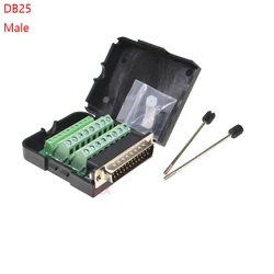 1PCS DB25 25PIN 2 row male plug connector terminal adapter with black shell D-SUB wire cable free solder