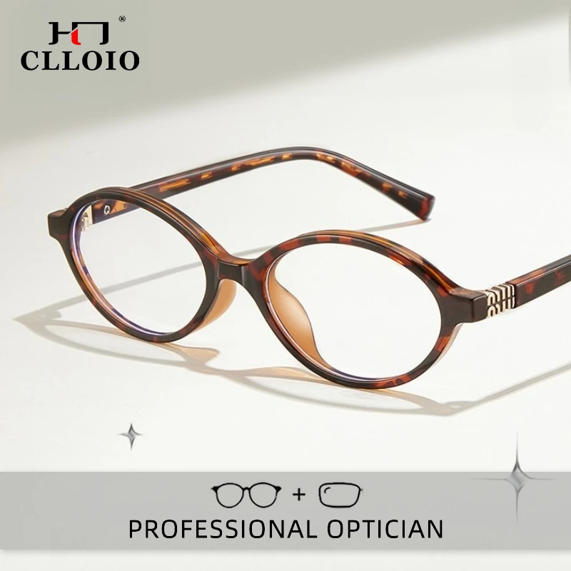 CLLOIO Classics Small Frames Anti Blue Ray Myopia Glasses Women Retro Oval Reading Glasses Anti-reflection Prescription Eyewear
