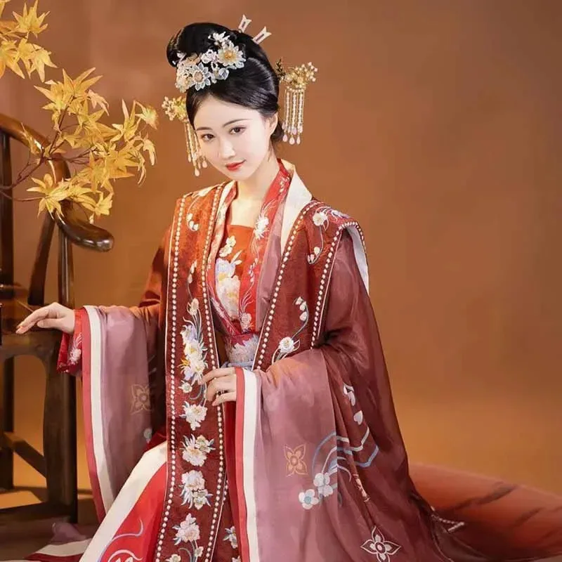

Large Size 2XL Dress Women Ancient Ming Dynasty Chinese Traditional Hanfu Female Cosplay Costume Red Pink Blue Hanf HX5888v;6,a'