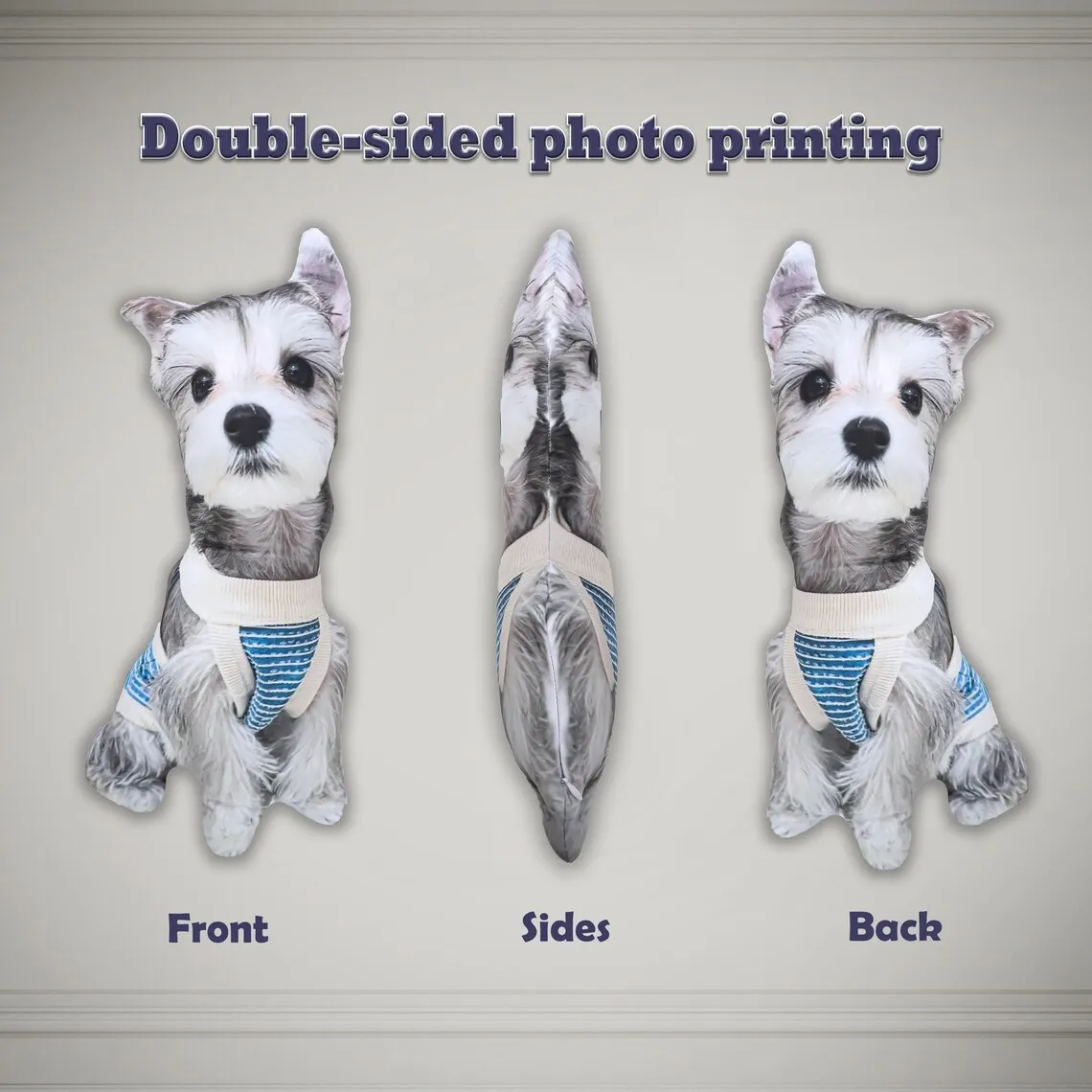 Cojín para mascotas con retrato de foto personalizado, sin bordes blancos, funda de cojín para mascotas divertida y adorable con estampado personalizado de doble cara