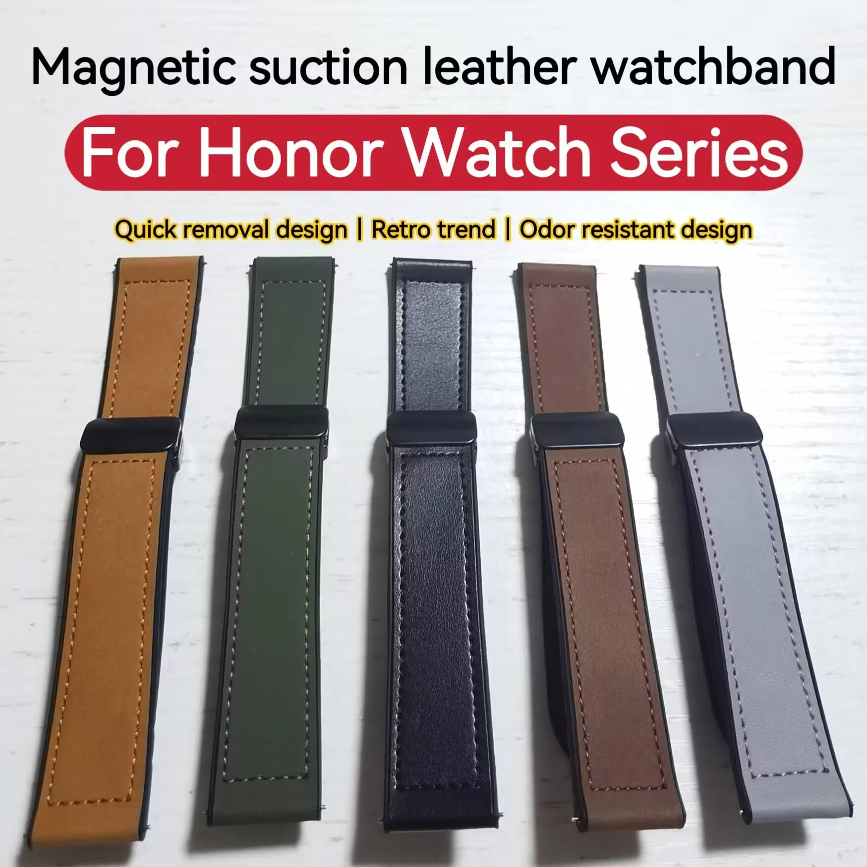 For Honor watch 4Pro strap GS3i magnetic suction magic2 retro business casual high-end strap ES silicone sports wrist strap