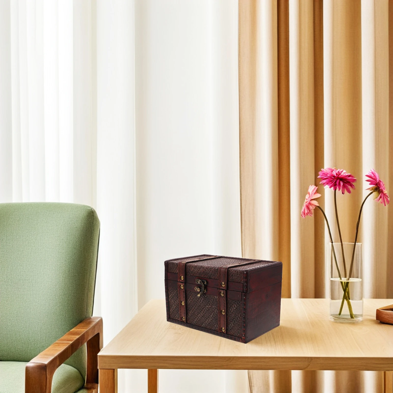 

Деревянная шкатулка для драгоценностей, винтажный тканый дизайн, настольный органайзер для хранения колец, серег, сокровищ, документов, сувениры для детей и женщин