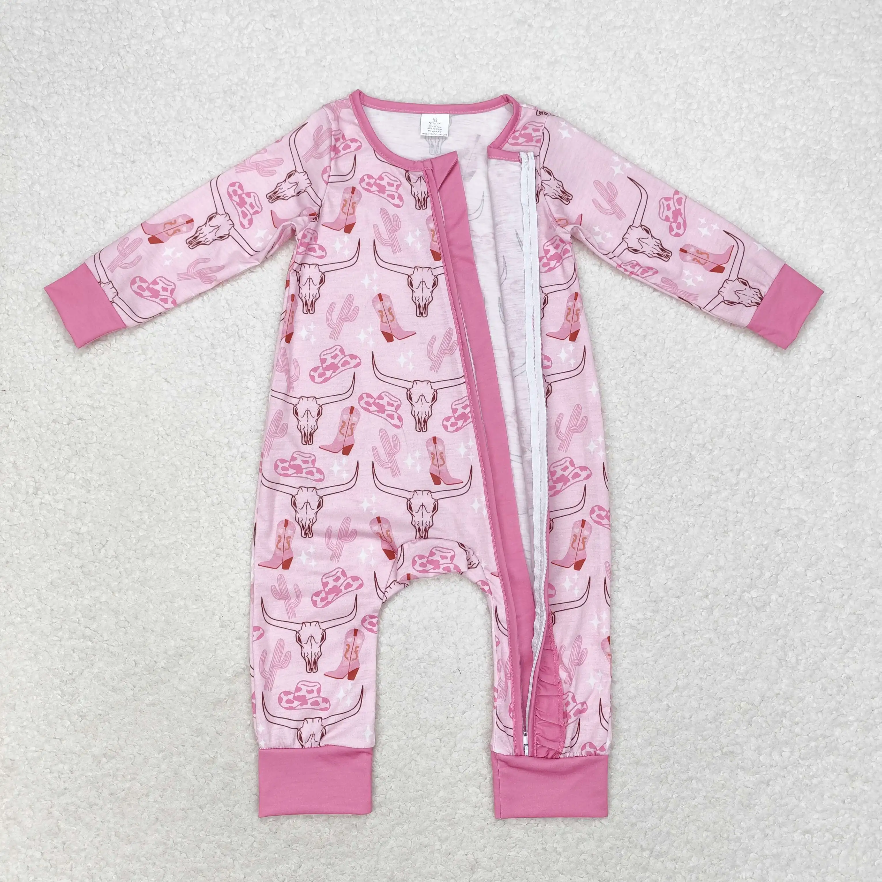 Wholesale Kids Newborn Long Sleeves Western Bodysuit Children Toddler One-piece Romper RTS Baby Girl Boots Bubbles Clothing