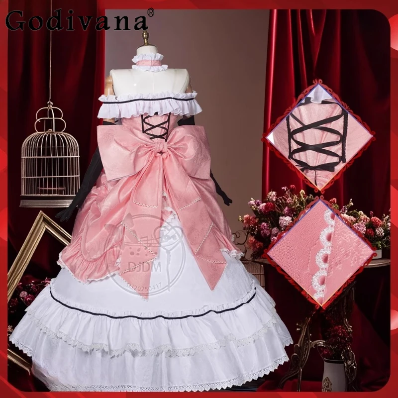 فستان الأميرة التنكري للنساء زهرة قبالة الكتف أنيمي تأثيري فستان كامل مجموعة أنثى الظهر القوس الكبير فستان ثنائي الأبعاد