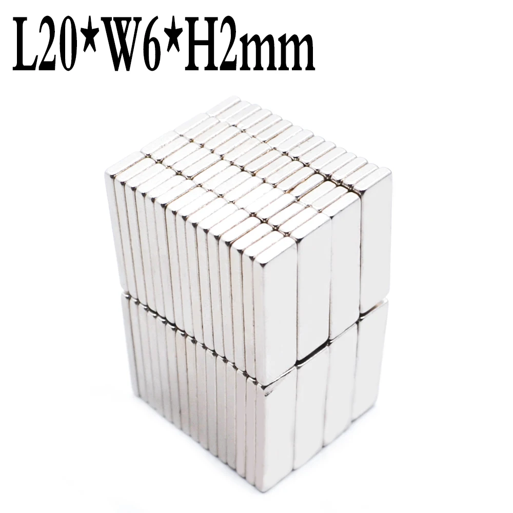 NEW 10 20 50PCS Magnet 20x6x2 N35 Square Rare Earth Powerful Neodymium Magnetic Magnet 20mm x 6mm x 2mm