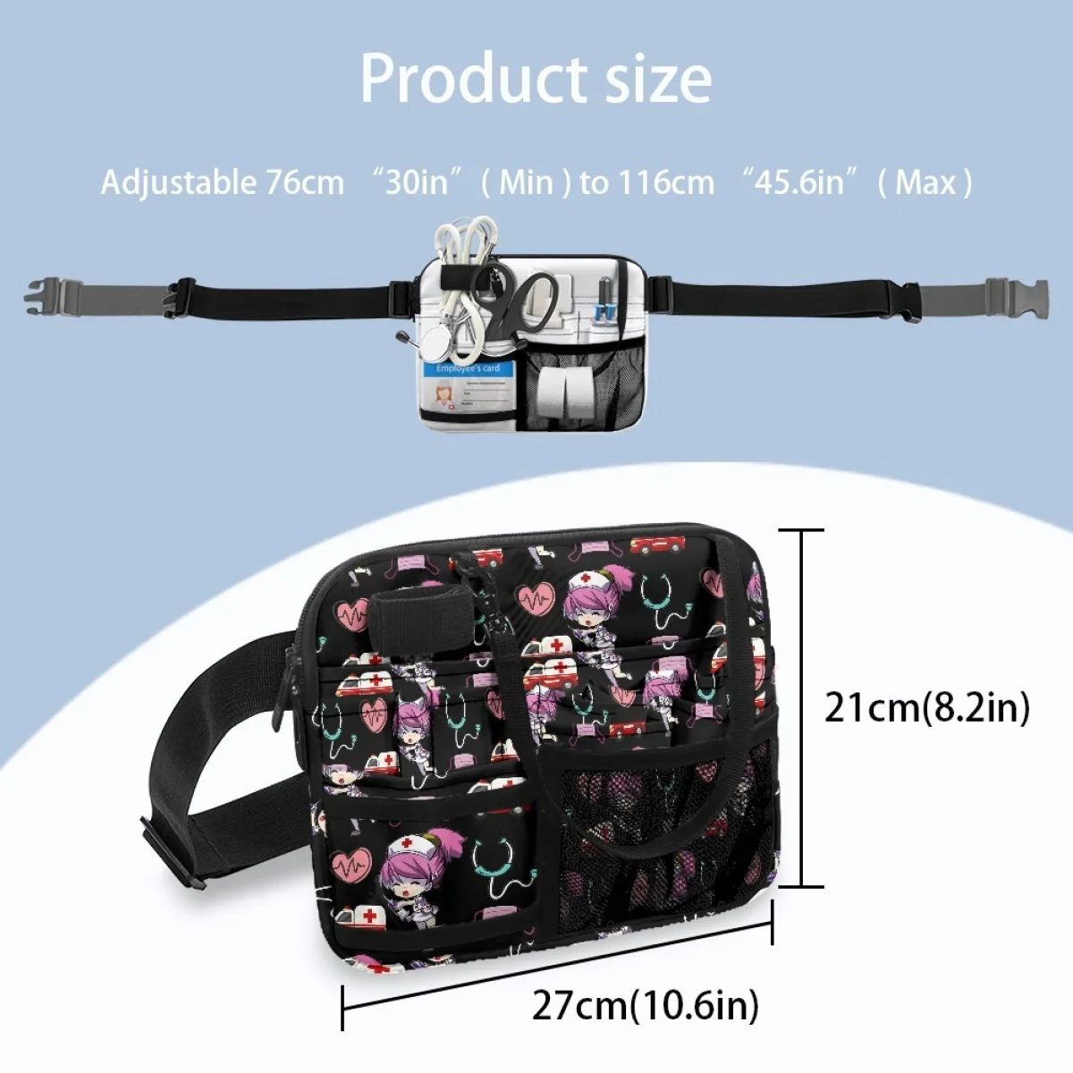 Cartoon Stethoscope Nurse Designer Casual Women Waist Bag Adjustable Strap Fashion Ladies Shoulder Belt Bag Organizer Pouch New