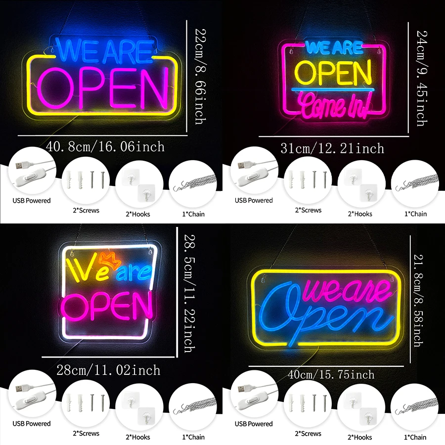 Come In We Are Open Neon Sign For Wall Decor,Led Neon Light For Karaoke,Bar,Restaurant,Party,Cafe,Salon,Game Room Decor,Hotel