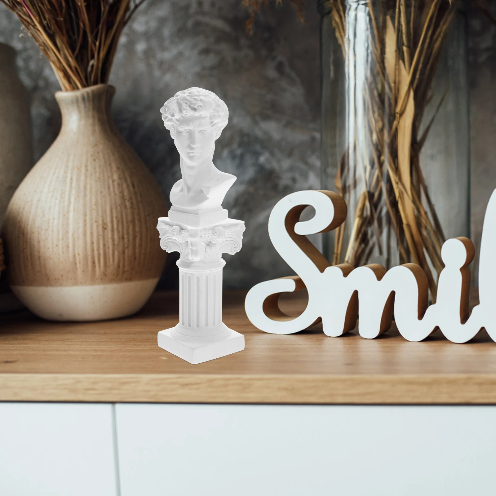 

1 Set Resin David Statue Sculpture Home Decor Lightweight Desktop Garden Ornament Roman Column Resin Craft Statues For Home