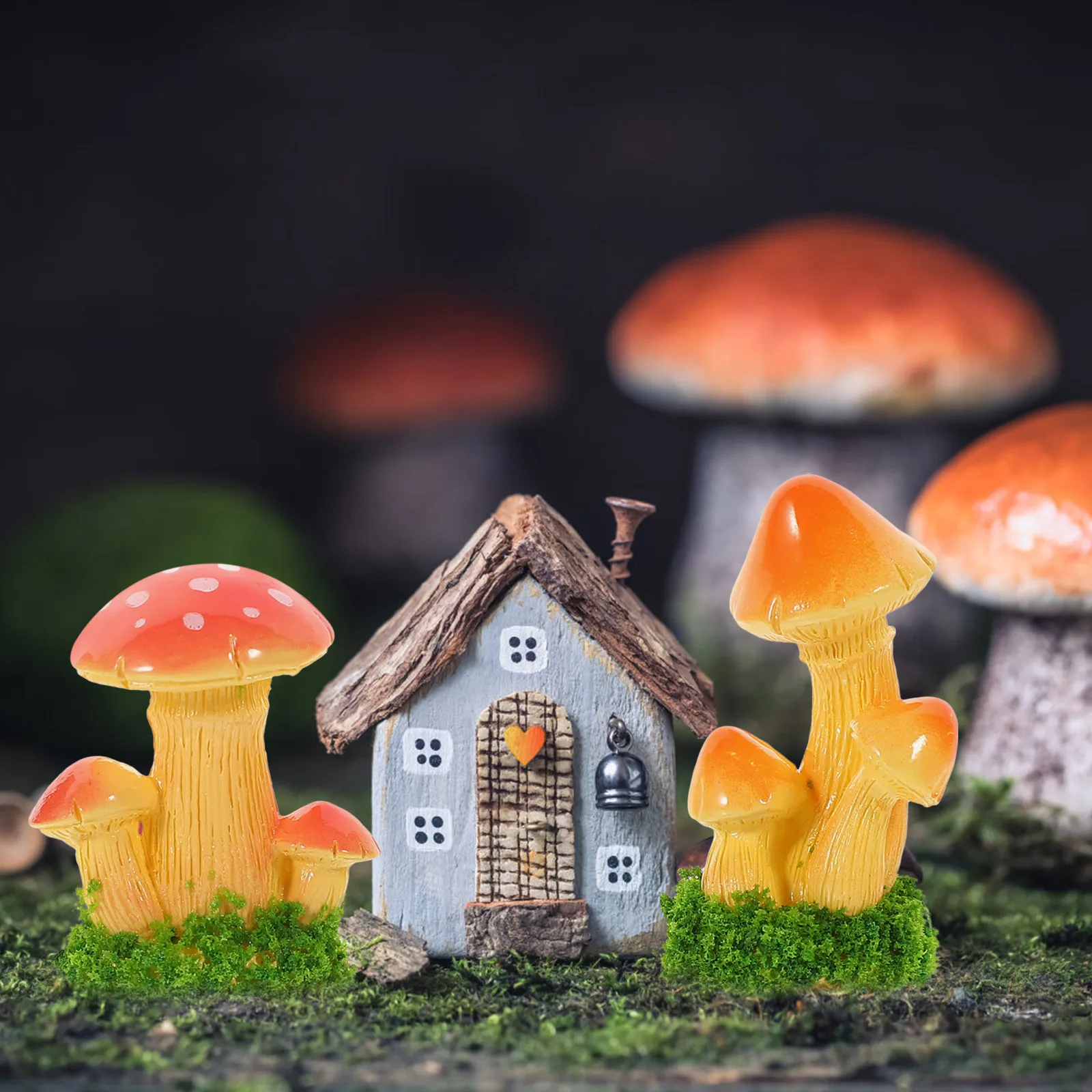 

6pcs Miniature Mushroom naments Realistic Resin Craft Decorations Red White Colors Mini Mushrooms Bonsai Garden Home Decor