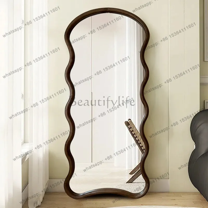French retro wave floor-to-ceiling full-length mirror clothing store wall-mounted fitting home wall-facing full-length mirror