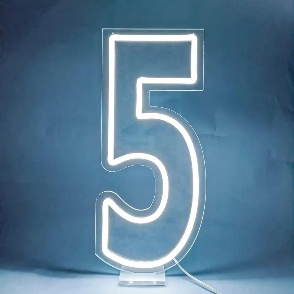 White 0-9 Single Digit LED Number Neon Sign, USB Wall Hanging Light with Dimmable Switch, Decor for Birthday, Anniversary, Wedding, Bar & Club, Gift Option view 5