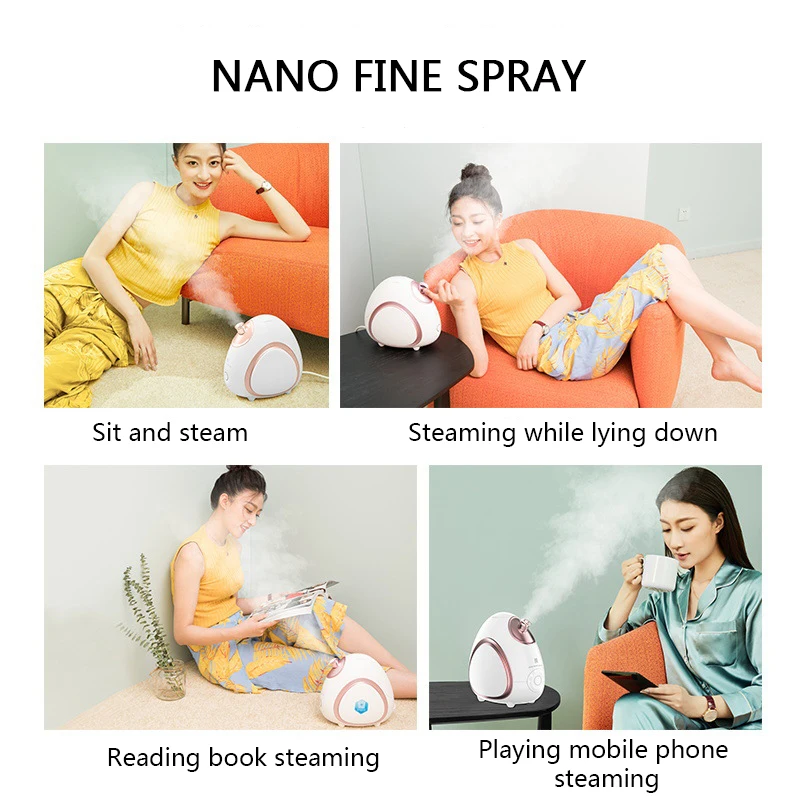 Hot and Cold Rotatable Face Steamer Vaporizer Steaming Facial Steamer Machine Facial Beauty Sauna Spa Device