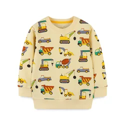 Jumping Meters 2-7T Cartoon Cars Boys Sweatshirts  Autumn Boys Hooded Shirts Long Sleeve Sport Toddler Shirts O-neck Tops