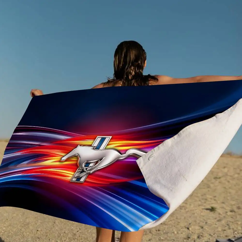 F-Ford Car M-Mustang Beach Towel Colorful Bath Towels for Girl Microfiber Quick Dry Custom Sand Free Beach Yoga Spa Gym Pool