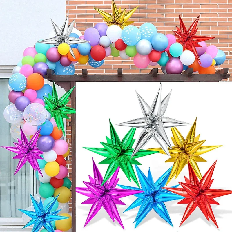 /1pcs siamesische Explosion Stern Ballon Starburst Luftballons Kegel Folie Luftballons Neujahr Weihnachten Hochzeit Geburtstags feier Dekor – Detail 16