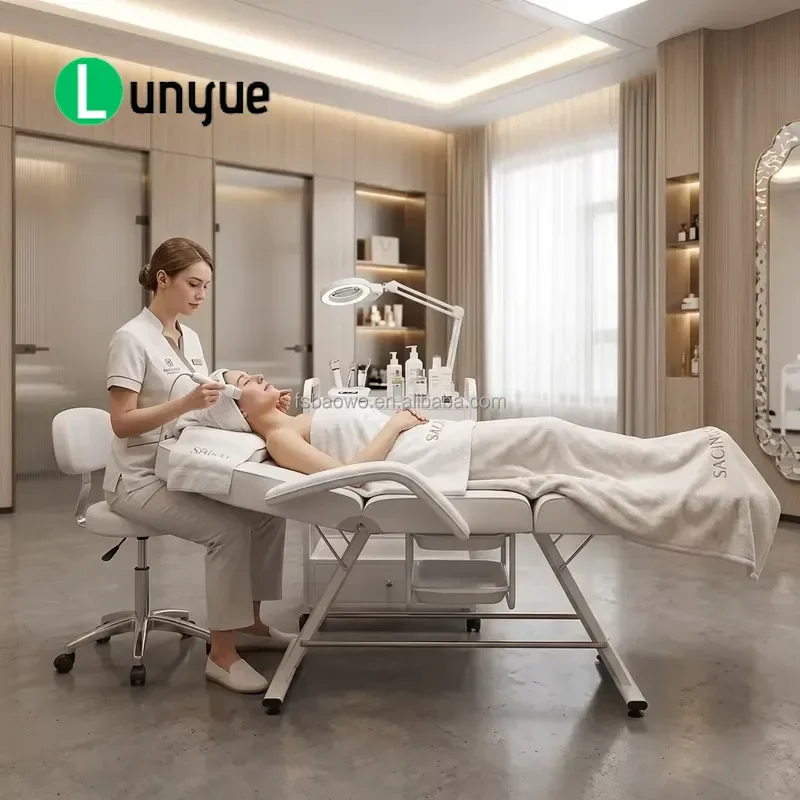 Premium Foldable Facial Bed Adjustable Massage Treatment Table with Headrest Durable Modern Design for Hotel Spa Beauty