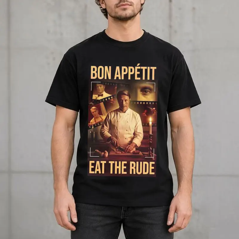 Hannibal Lecter Eat The Rude Graphic T-Shirt Horror TV Series Vintage Gothic Unisex Short Sleeve Tee Mikkelsen Print Casual Tops
