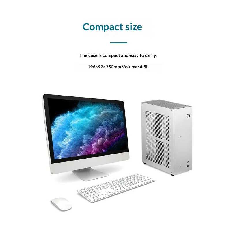 Ns01 4.5L Mini NAS Chassis - Dual Hot-Swap 3.5" HDD Bays, Support 17x19cm MB, DC Power, Type-C USB3.0 for Home Office Storage