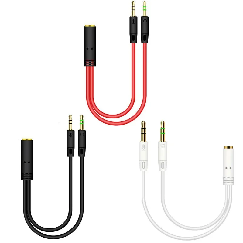 1PCS 2 in 1 Male To Female Aux Audio Cable Y Splitter Cable 3.5mm MP3 MP4 Stereo Plug Adapter Jack For Headphone Computer Cable