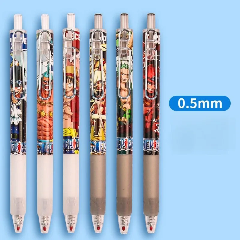 6 ชิ้น/เซ็ต One Piece กด Neutral ปากกา 0.5 Bullet Head ความงามปากกาลายเซ็นความเร็วแห้งสีดํา Neutral ปากกาอุปกรณ์โรงเรียน