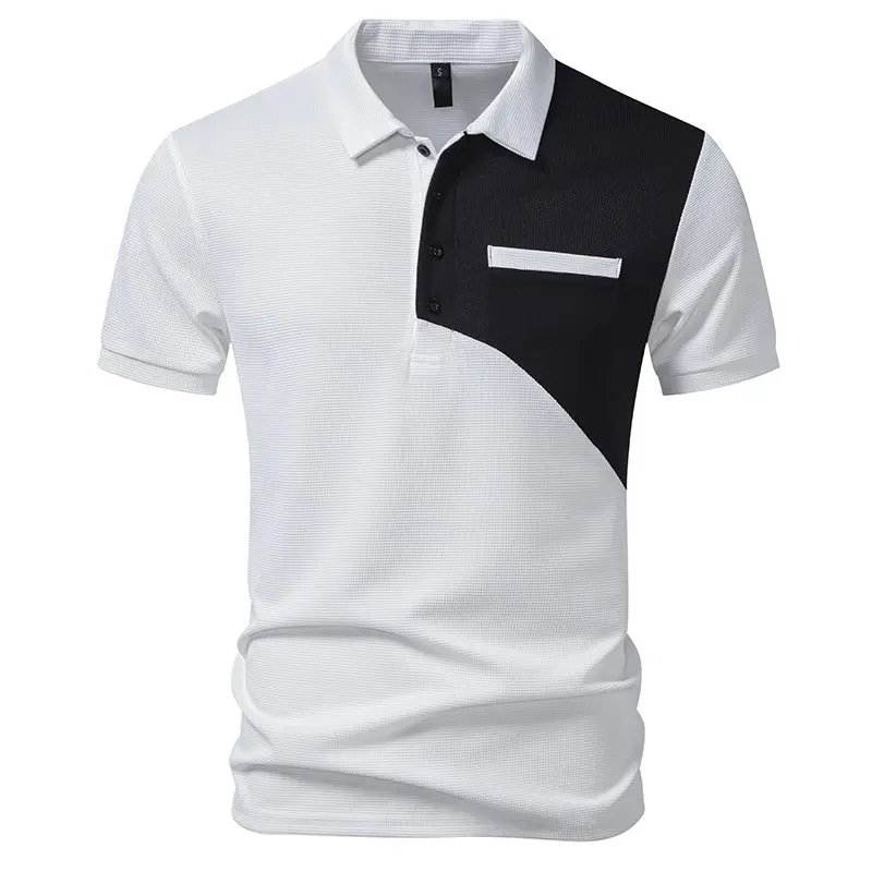 New Men's Color Block  Shirt Loose Fit Short Sleeve Fashionable Versatile Micro Stretch Polyester T-Shirt Cool Feeling