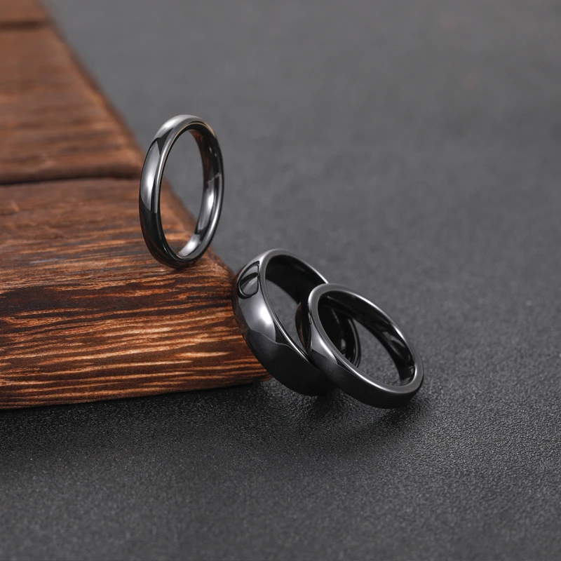 Kolmnsta 2/4/6mm Schwarz Gebürstet Mode Keramik Ring Frauen Männer Hochzeit Ringe Engagement Band Weiblichen schmuck bague Plus Größe 4-14 – Detail 6