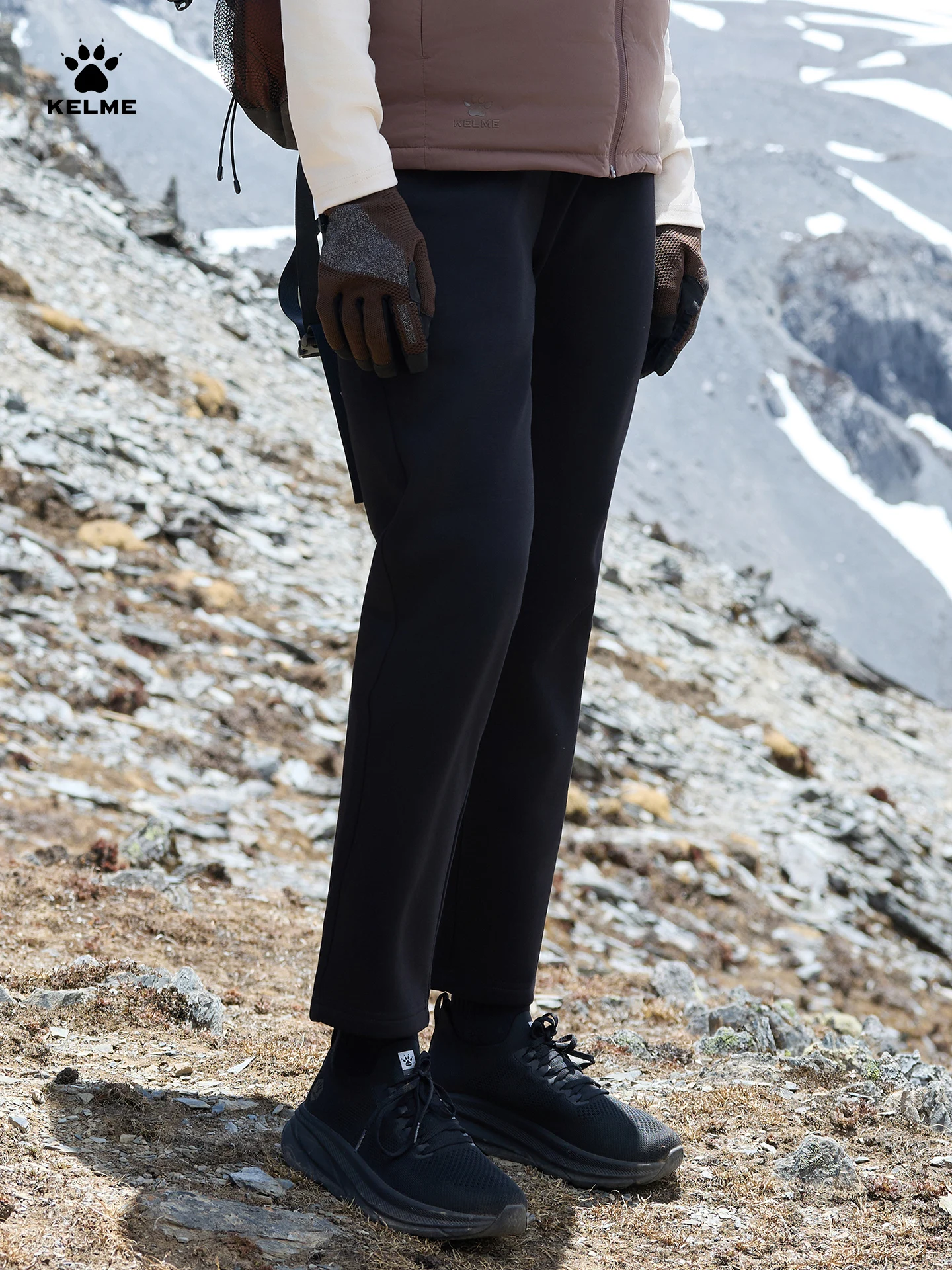 Kelme Fleece-lined Straight-leg Pants Winter Thickened Warm Sports Trousers Outdoor Windproof Running Pants