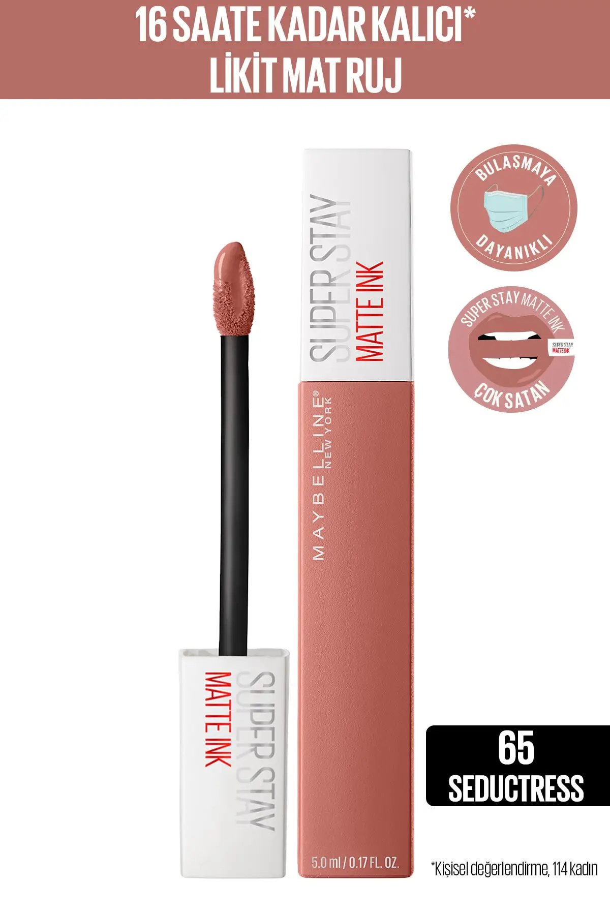 Maybelline New York Lipstick 65 Seductress Nude 5 Ml Super Stay Matte Ink Unnude Liquid Discover Unusual Colors 16 Hours Lasting Formula Apply