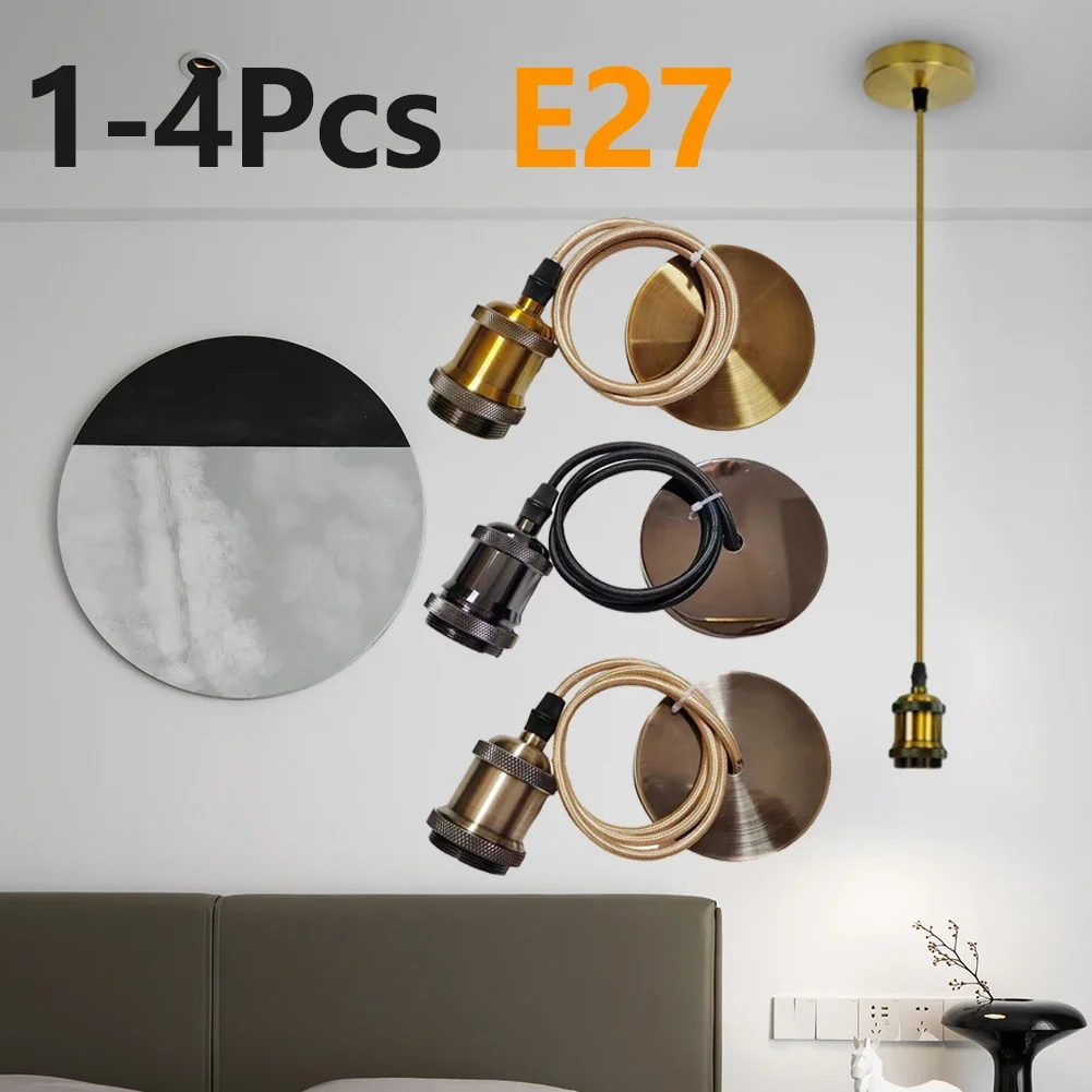 1-4Pcs Vintage Edison Lamp Base E27 Screw Hanging Ceiling Night Light Pendant Lampholder Retro Bullb Socket Base Home Decor