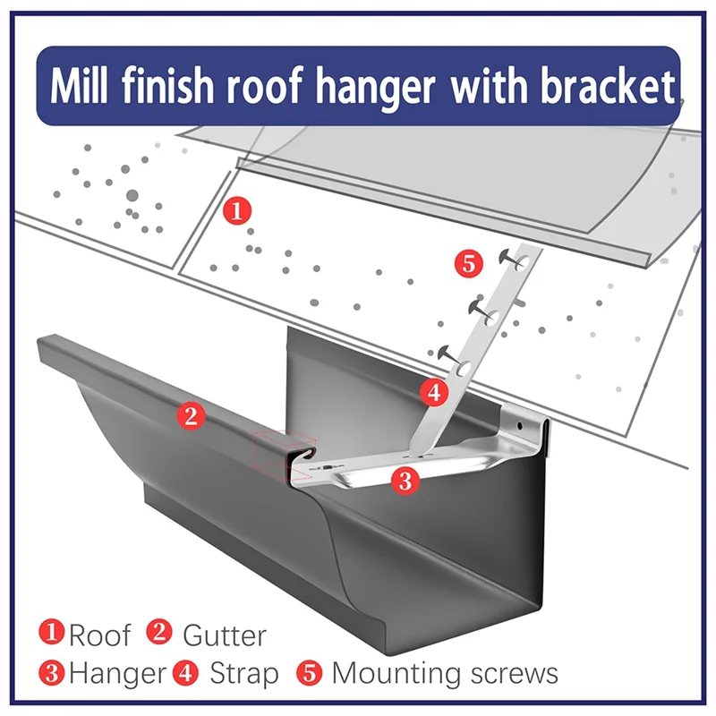 

【New-Sale】Gutter Clips With Straps 30 Sets 5" Aluminum Roof Gutter Hangers 5" For Eavesless Fixing Aluminum And Steel Gutters