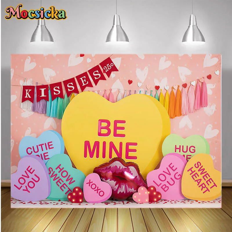 Sweet Talk Photography Backdrops Party Love Candy Hearts Decorative Kids Portrait Shoot Props Valentine's Day Photo Backgrounds