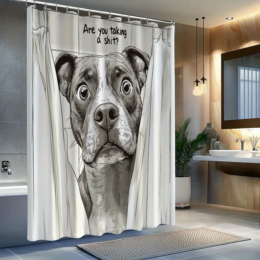 1pc Humorous Pit Bull Shower Curtain - 