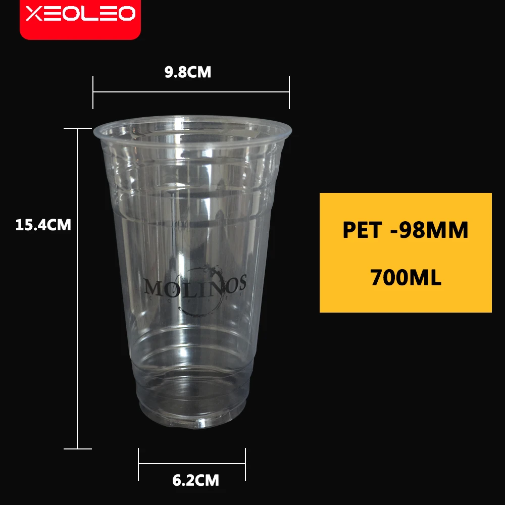 XEOLEO 1000pcs ɸ98mm kubek do Bubble tea kubek PET 500ml/700ml bez pokrywy filiżanka do mleka i herbaty do wyciskania soku/zimny napój/kawa/herbata