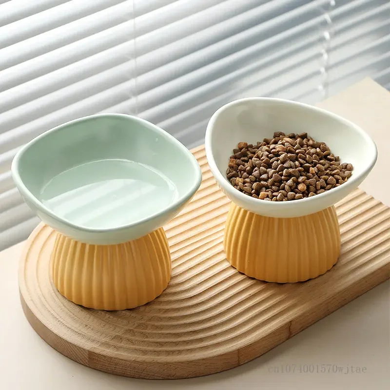 Creative Korean High Leg Water Bowl for Cat And Dog, Pet Supplies, Color Matching, spine Protection, Accessories, 1Pc